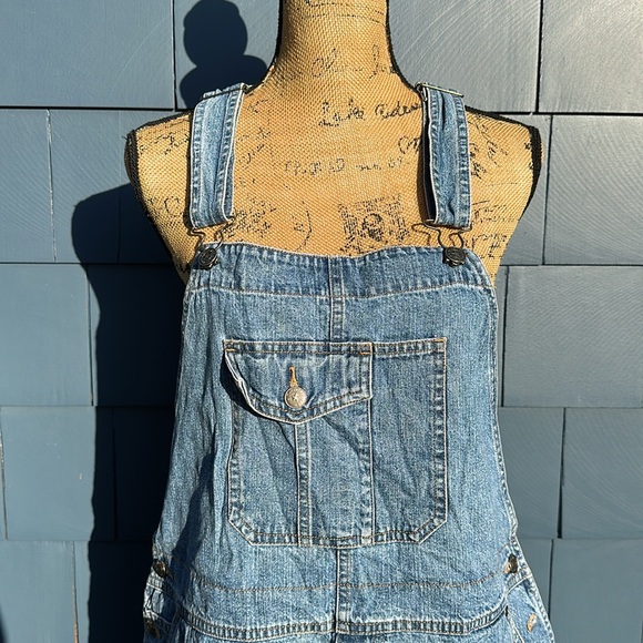 Cherokee blue denim shirt overalls XL NWOT cute boho - Picture 2 of 8